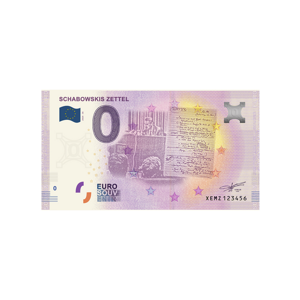 ⁣⁢Zero Euro Souvenir Banknote - Schabowskis Zettel - Germany - 2020⁤⁣