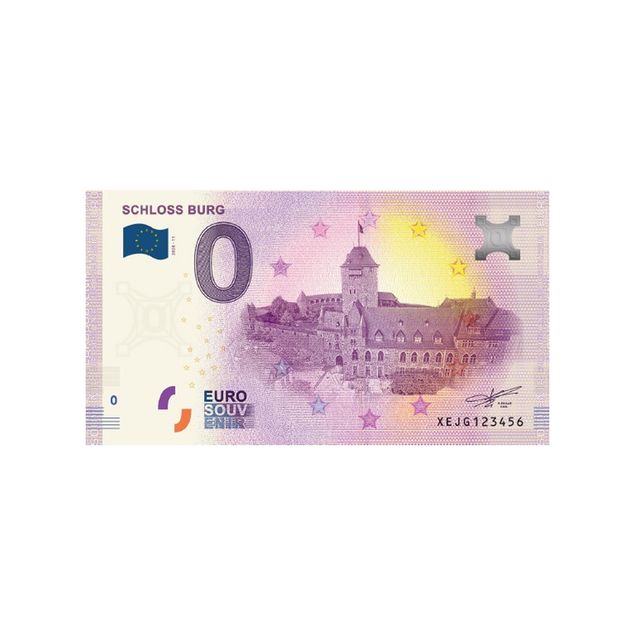 Biglietto souvenir da zero a euro - Schloss Burg - Germania - 2020