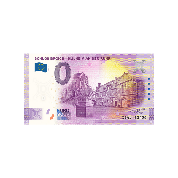⁣⁢Zero Euro Souvenir Banknote - Schloss Broich - Mülheim an der Ruhr - Germany - 2020⁤⁣