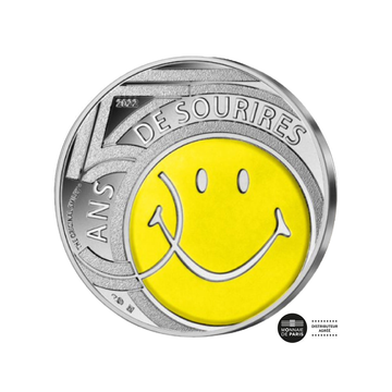 50 ans du smiley 10 euro argent colorisée 2022