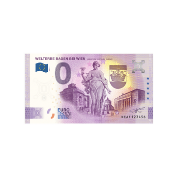 Billet souvenir de zéro euro - Welterbe Baden Bei Wien - Autriche - 2021