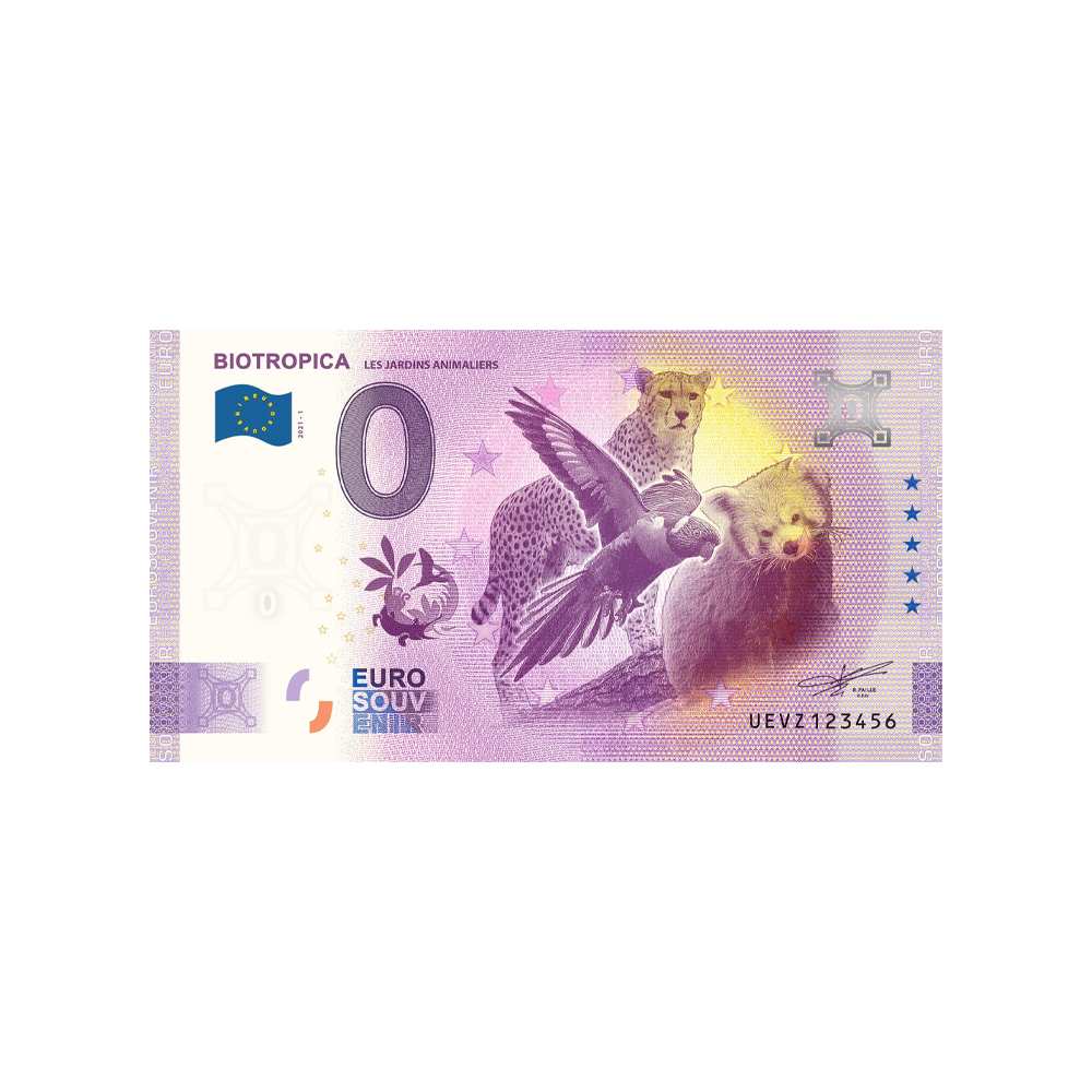 Souvenir ticket van nul tot euro - biotropica - Frankrijk - 2021