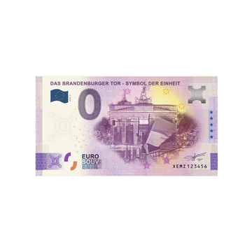 Souvenir -Ticket von Null Euro - Das Brandenburger Tor - Symbol der Einheit - Deutschland - 2020