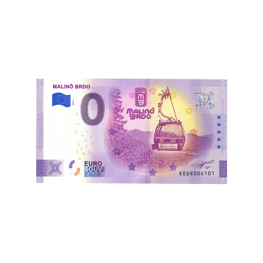 Bilhete de lembrança de zero para euro - Malinô Brdo - Eslováquia - 2020