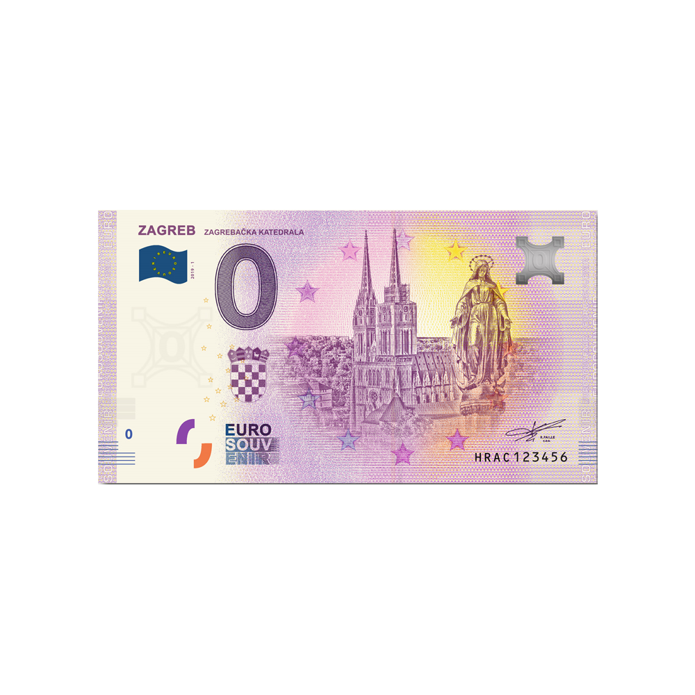 Bilhete de lembrança de zero para euro - Zagreb - Croácia - 2019