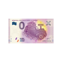 Souvenir -Ticket von Null zum Euro - Denkmal für Zivilbevölkerung im Krieg - Frankreich - 2019