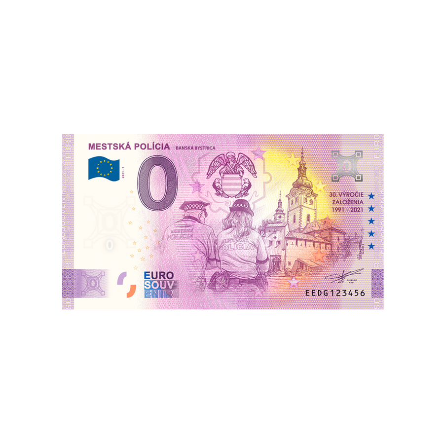 Souvenir ticket from zero to Euro - MESTSKá POLíCIA - SLOVAQUIE - 2021
