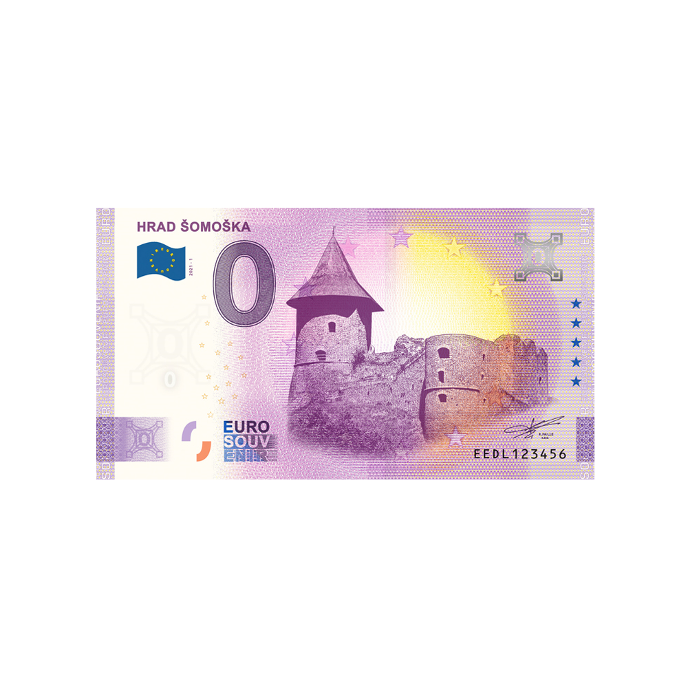 Bilhete de lembrança de zero euro - hrad Šomoška - slováquia - 2021