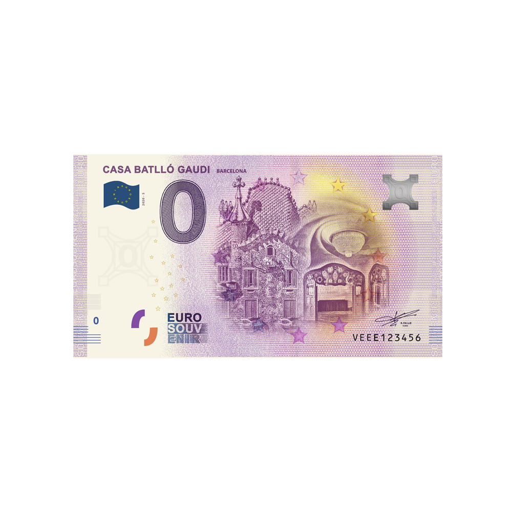 Souvenir ticket from zero to Euro - Casa Batllo Gaudi - Spain - 2020