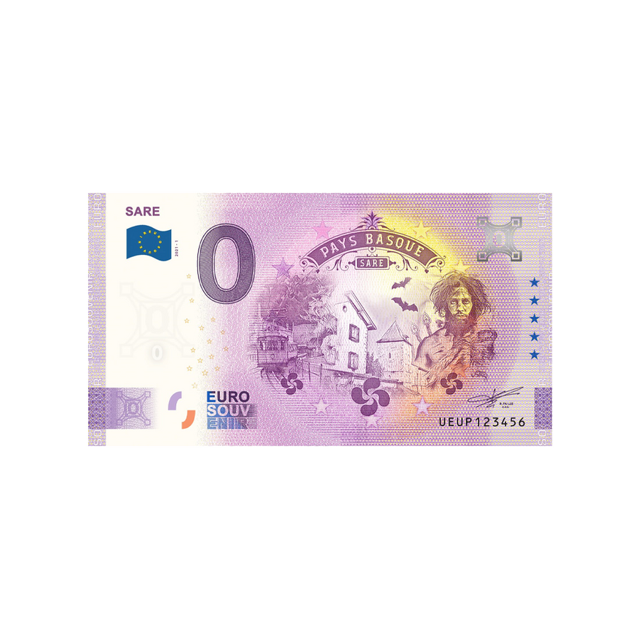 Bilhete de lembrança de zero para euro - Sare - França - 2021