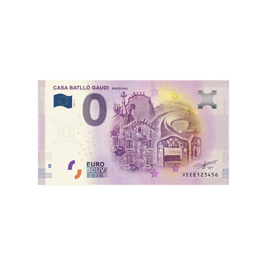 Souvenir ticket from zero to Euro - Casa Batllo Gaudi - Spain - 2020