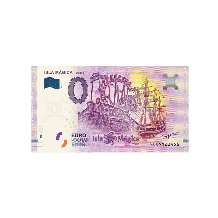 Bilhete de lembrança de zero a euro - Isla Magica Sevilla - Espanha - 2019