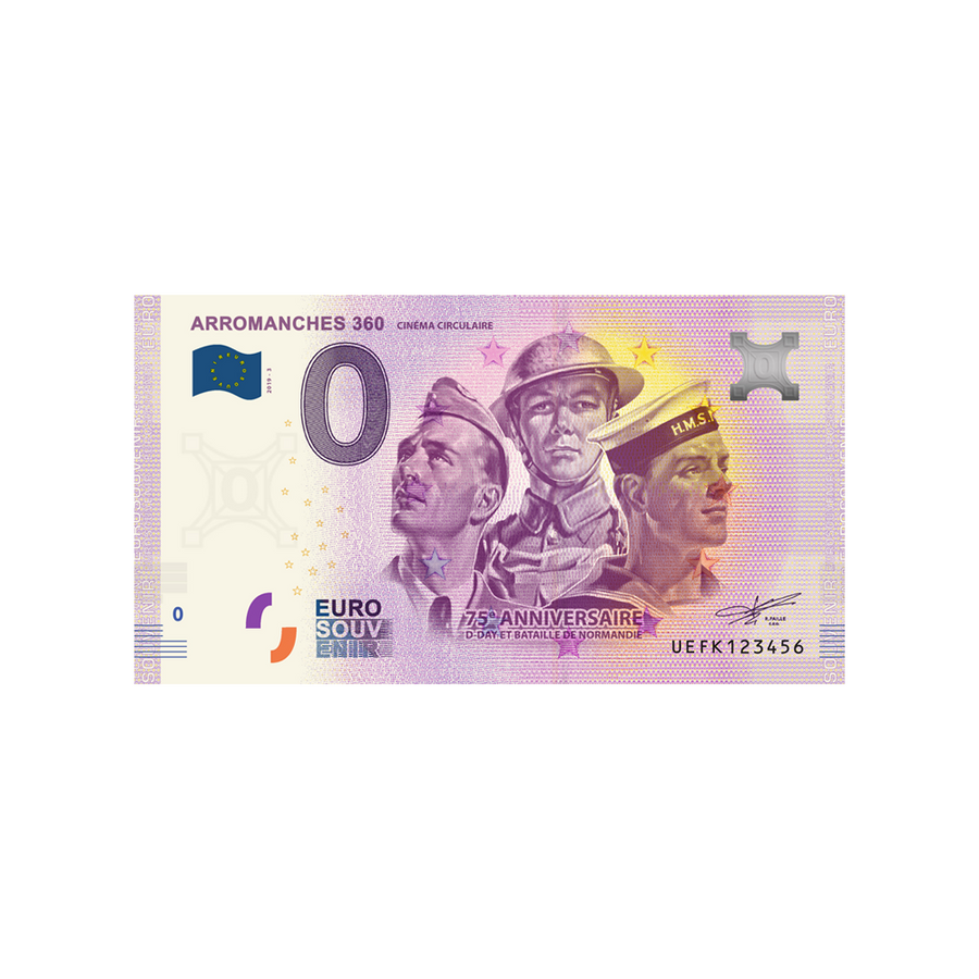 Souvenir -ticket van Zero to Euro - Arromanches 360 - Frankrijk - 2019
