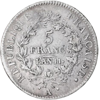 Currency France Union and Force - 5 franchi - denaro