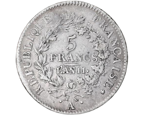 Moeda France Union and Force - 5 francos - dinheiro