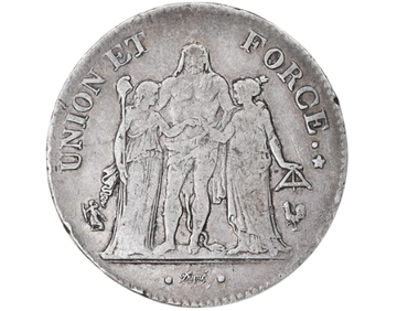 Moeda France Union and Force - 5 francos - dinheiro