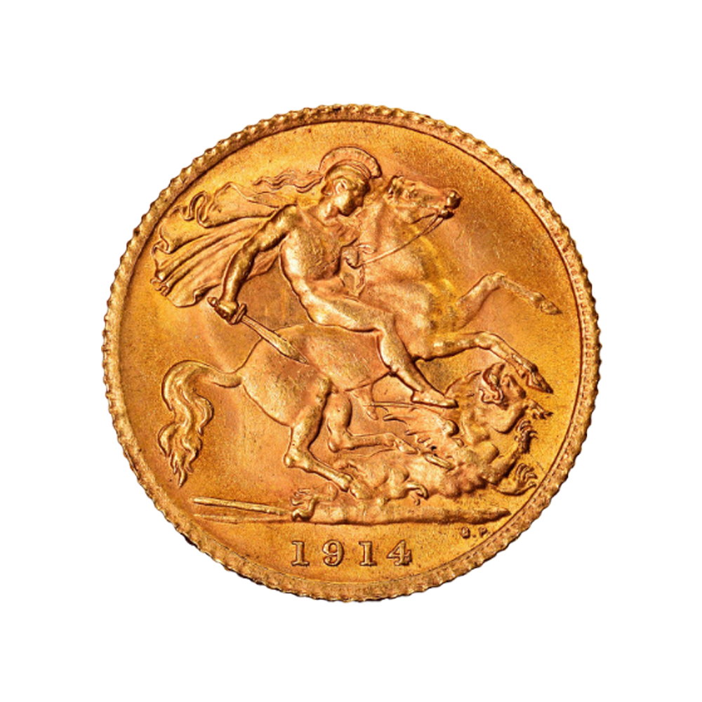 Goldene Währung Großbritannien-George gegen 1/2 Souverän