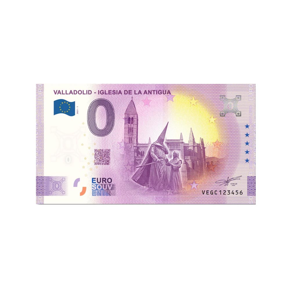 Biglietto souvenir da zero a euro - Valladolid - Iglesia de la Antigua - Spagna - 2021