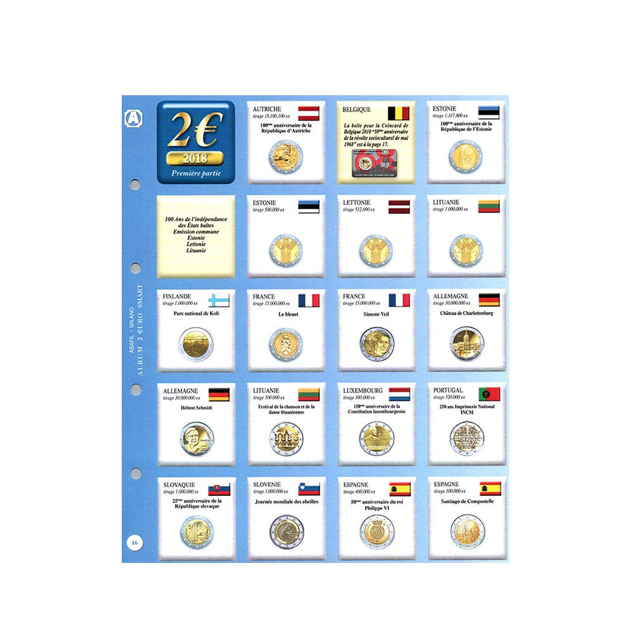 Blatt Album 2017 bis 2019 - 2 Euro -Gedenk - Europäische Union