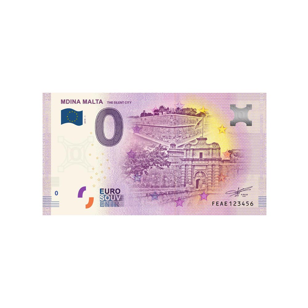 Bilhete de lembrança de zero para euro - Mdina Malta - Malta - 2019