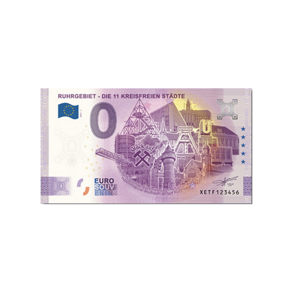 ⁣⁢Zero Euro Souvenir Banknote - Ruhrgebiet - Die 11 Kreisfreien Städte - Germany - 2021⁤⁣