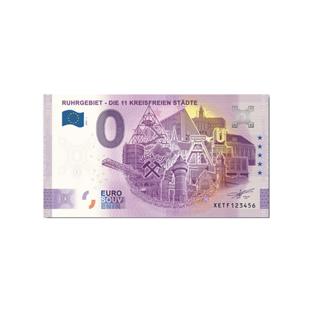 Billet souvenir de zéro euro - Ruhrgebiet - Die 11 Kreisfreien Städte - Allemagne - 2021