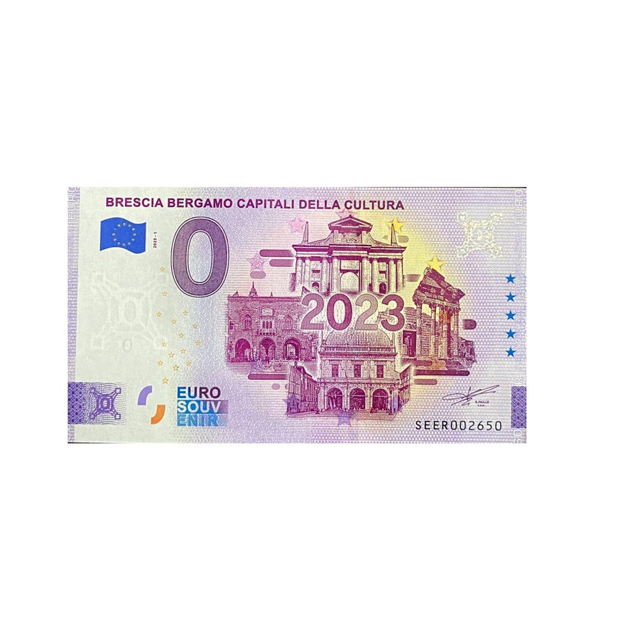 Souvenir -Ticket von Null bis Euro - Brescia Bergamo Capital della Cultura - Italien - 2023