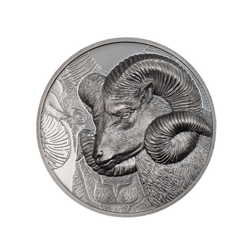 Mongolie sauvage - Magnificent Argali - Monnaie de 1 000 Togrog - 2 Oz Argent - BE 2022