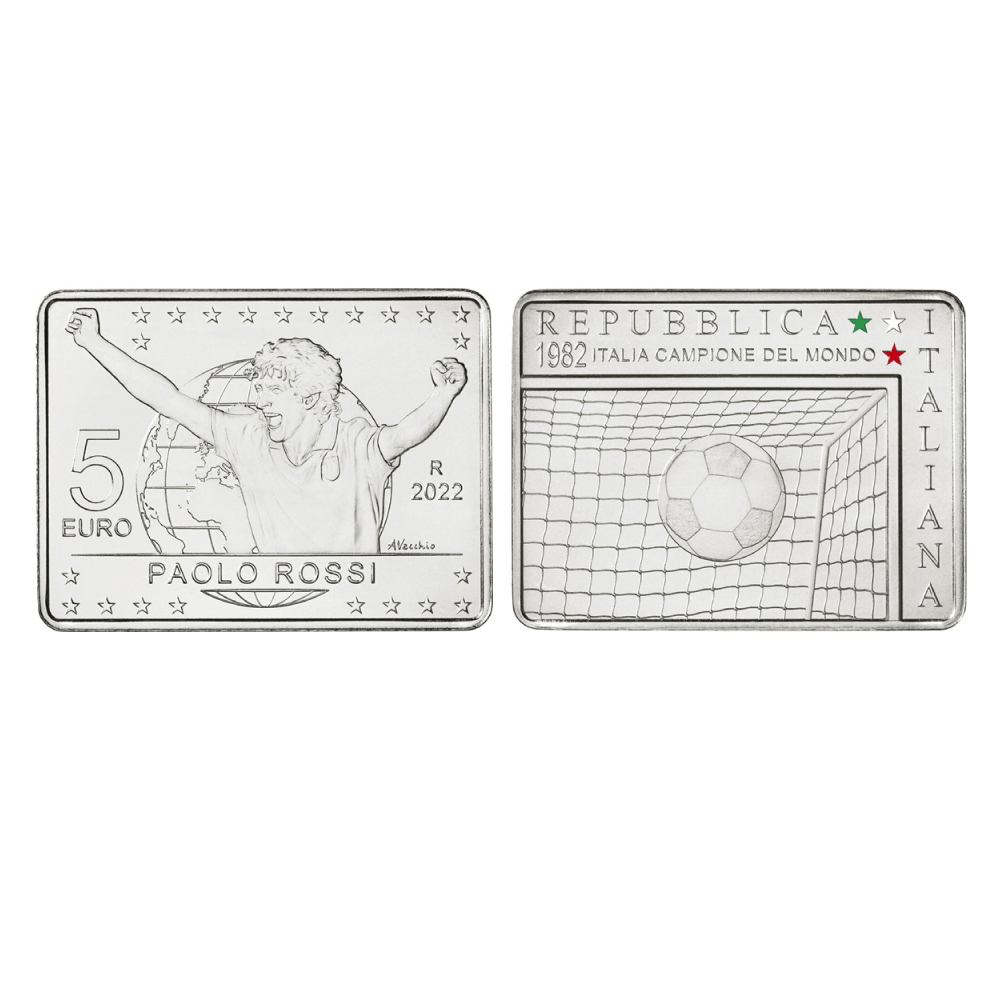 Itália 2022 - 5 euros comemorativa - 40 anos desde o título de campeão mundial de futebol da Itália - BU