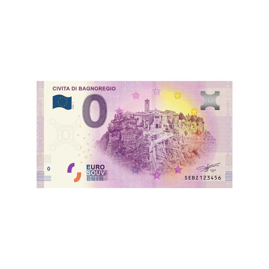 Souvenir ticket from zero to Euro - Civita di Bagnoregio - Italy - 2020