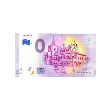 Bilhete de lembrança de zero para euro - Levoca - Eslováquia - 2019