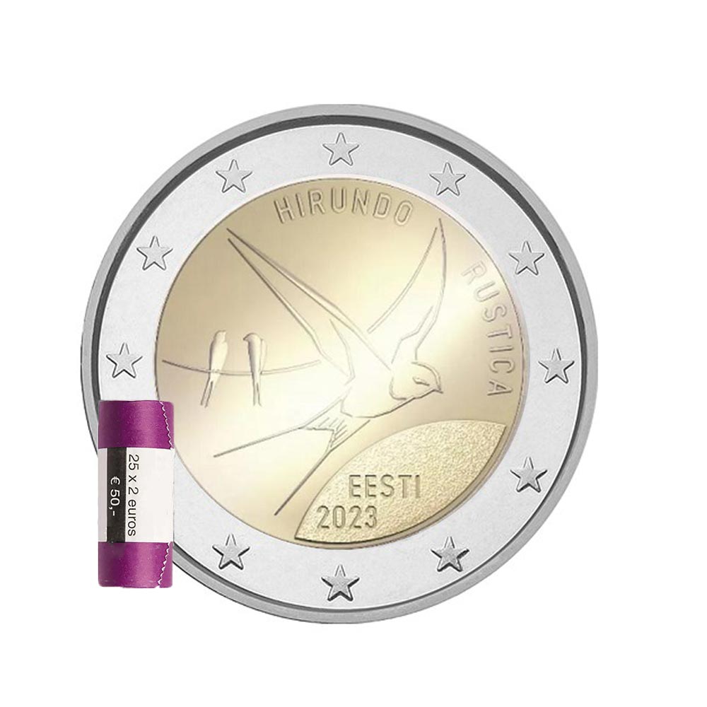 Estland 2023 - 2 Euro Gedenk - die rustikale Schwalbe, der Nationalvogel