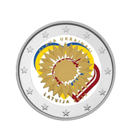 Latvia 2023 - 2 euro commemorative - a sunflower for Ukraine