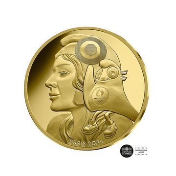 Paris Jogos Olímpicos 2024 - O mascote e a República - dinheiro de 500 € Gold - BU - Onda 1