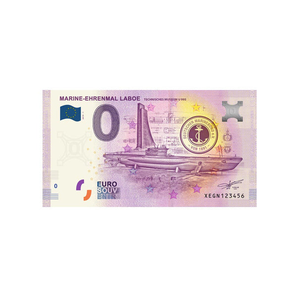 ⁣⁢Null-Euro-Souvenirschein - Marine-Ehrenmal Laboe - Deutschland - 2019⁤⁣