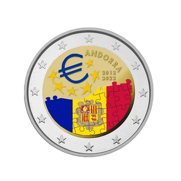 Andorre 2022 - 2 Euro Commémorative - 10 ans de l'accord monétaire entre l'Union Européenne et la Principauté - Colorisée