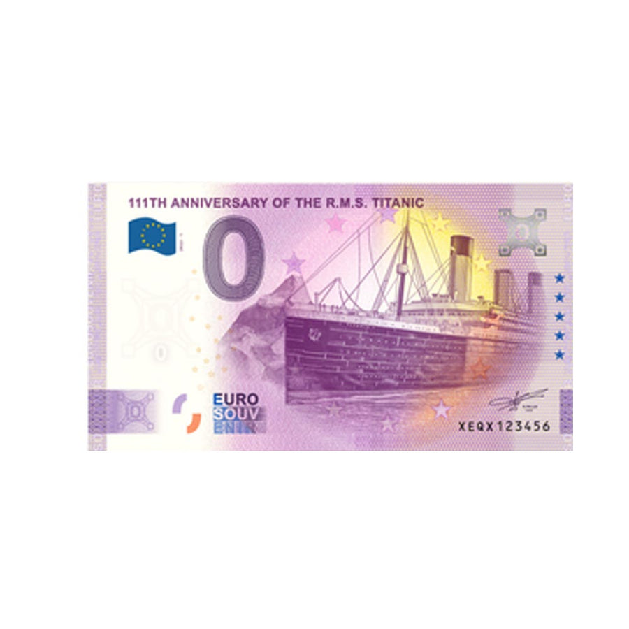 Souvenir -Ticket vom Null Euro - 111. Jahrestag der RMS Titanic - England - 2022