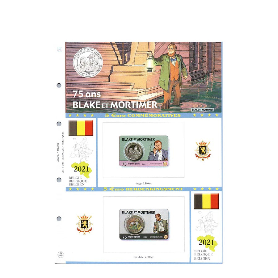 Album de folhas 2015 a 2020 - 5 euros comemorativo coincidir - Bélgica