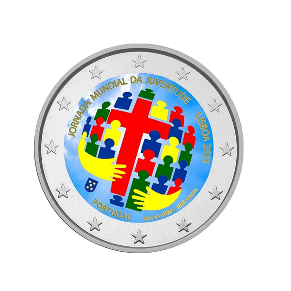 ⁣⁢Portugal 2023 - 2 Euro Commemorative Coin - World Youth Day Lisbon - Colorized⁤⁣
