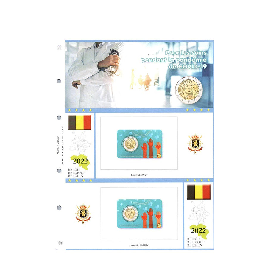 Feuilles album 2015 à 2022 - 2 Euro Commémorative Coincard - Belgique