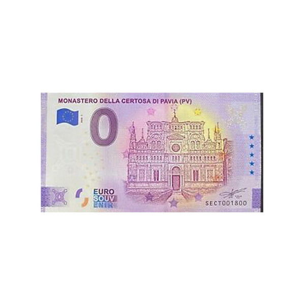 ⁣⁢Null-Euro-Souvenirbanknote - Kloster Certosa di Pavia - Italien - 2020⁤⁣