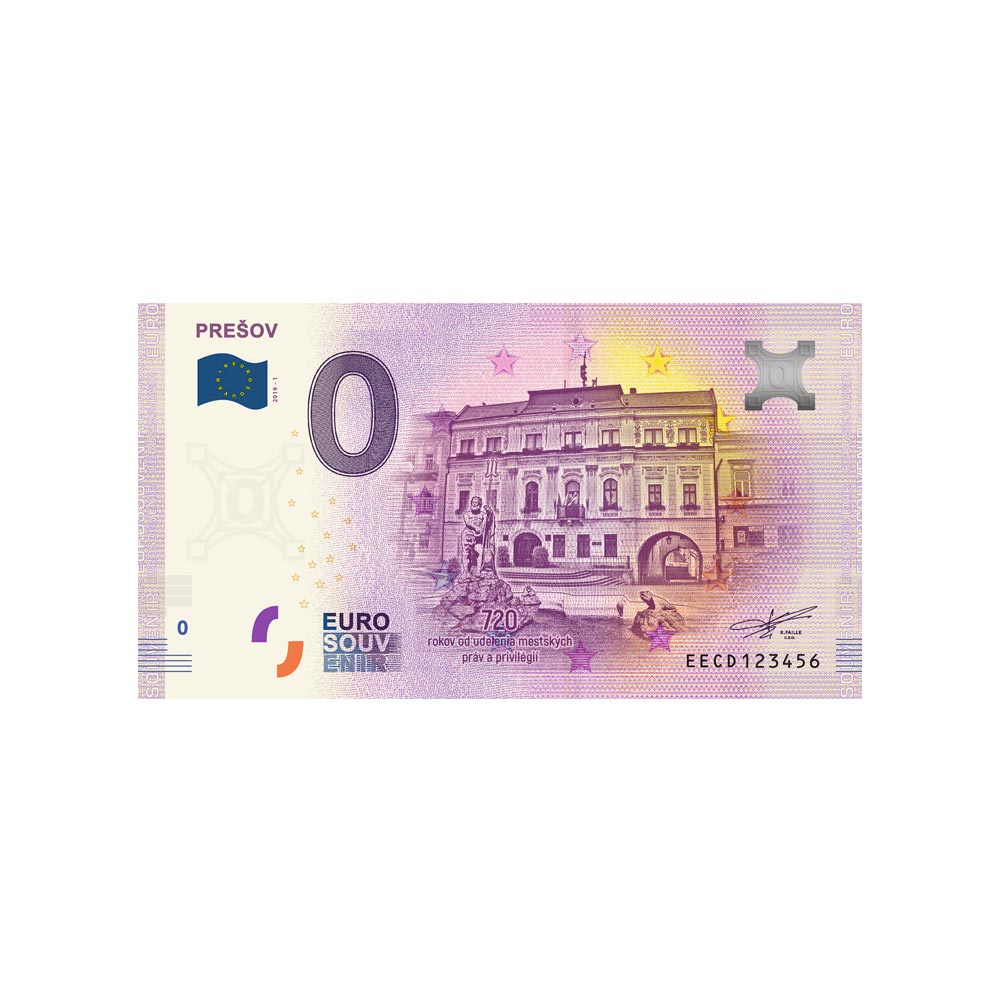 Bilhete de lembrança de zero para euro - Presov - Eslováquia - 2019