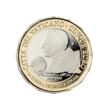 Vaticano - 5 euros comemorativo - 100º aniversário da morte do papa Bento XV - seja 2022