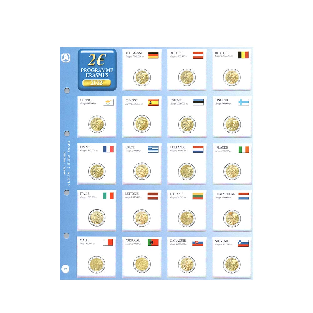 Album sheets 2022 - 2 Euro commemorative - Erasmus