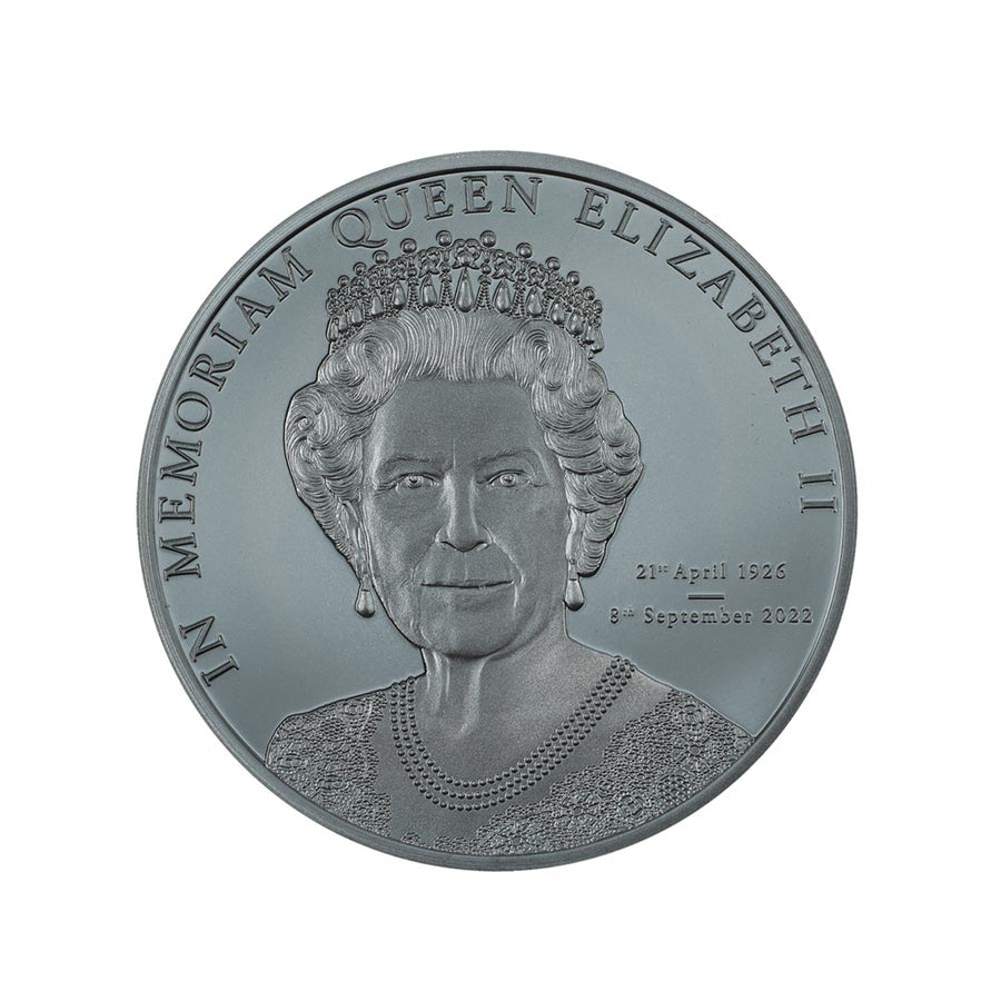 in memoriam queen elizabeth II 5 dollar argent be 2022