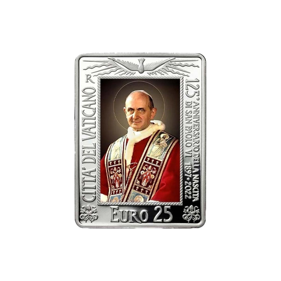 Vatican 2022 - 125è Anniversaire de la naissance du Pape Paul VI - Monnaie de 25€ Argent - BE