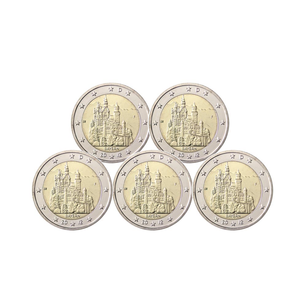 Germania 2012 - 2 Euro Commemorative - Lotto di 5 seminari - Baviera
