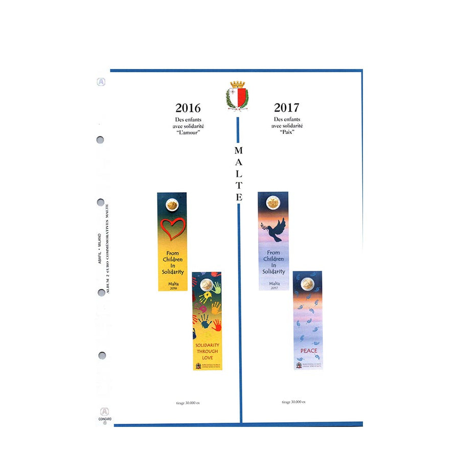 Feuilles album 2009 à 2022 - 2 Euro Commémorative - Malte