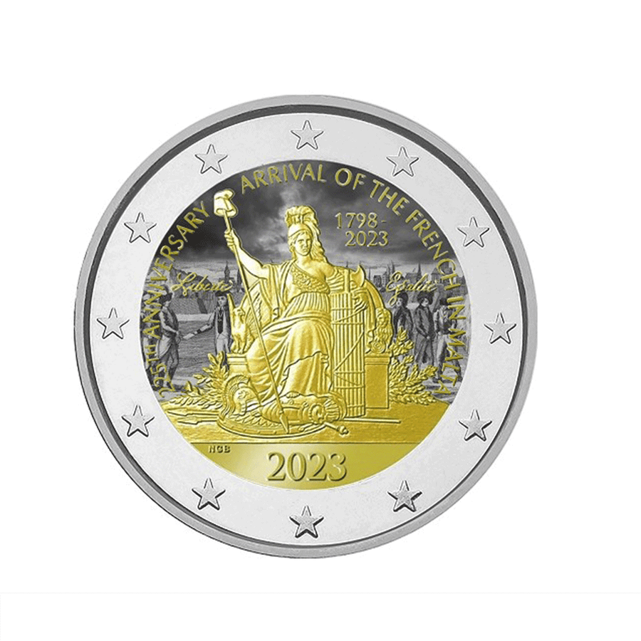 Malte 2023 - 2 Euro Commémorative - 225è Anniverversaire de l'arrivée des français à Malte - Colorisée