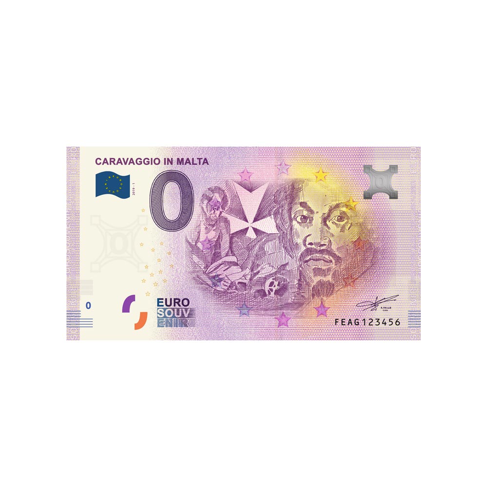 Bilhete de lembrança de zero para euro - Caravaggio em Malta - Malta - 2019